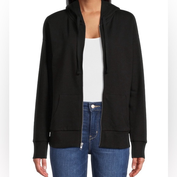 Time and Tru Tops - Time and Tru Solid Black Zip-up Long Sleeve Hoodie - L